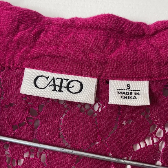 Cato fuchsia lace shoulders button down blouse - Picture 12 of 17